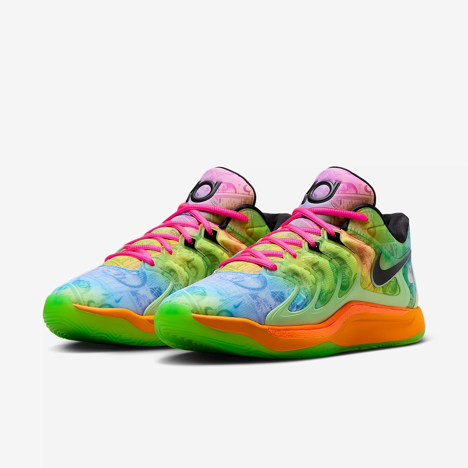 KD17 Basketball Shoes (HF1811-700, Barely Volt/Hyper Pink/Total Orange/Baltic Blue) Size 10