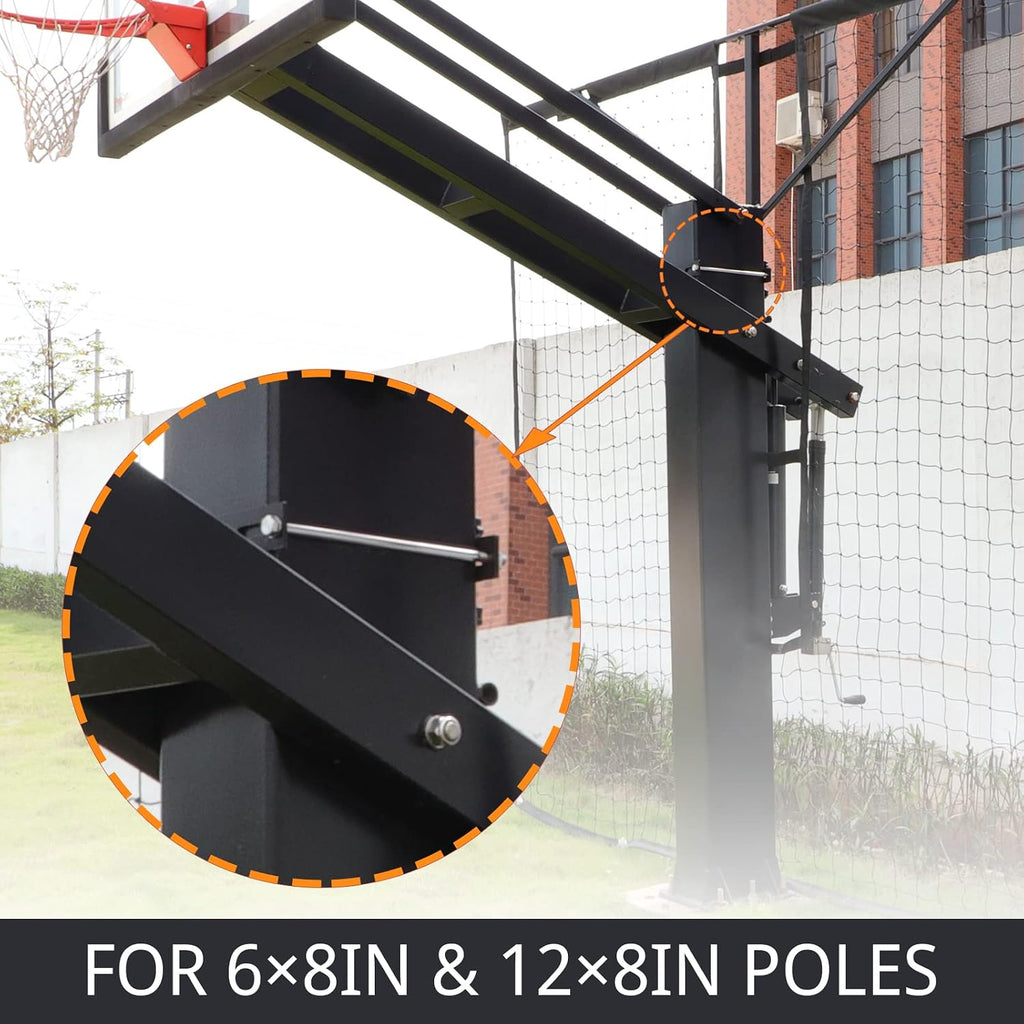 Basketball Yard Guard Defensive Net System - Heavy Duty 12FT x 10FT Rebounder with Foldable Net，Basketball Returns Net Made for Basketball Hoops with a 12'x8', 8'x6', 6'x6' or 5'x5' Main Pole.