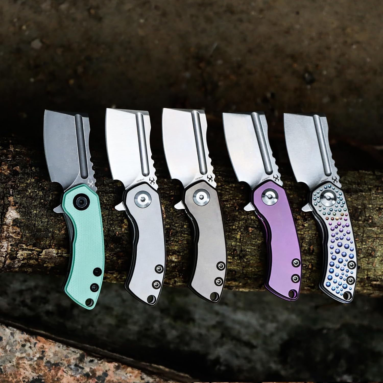 KANSEPT Knives Mini Korvid Cleaver Mini Pocket Knife for Men 1.45'' Satin CPM-S35VN Blade,Bead Blasted Titanium Handle,EDC Folding Knife K3030A2
