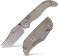 Vosteed Naga EDC Folding Pocket Knife - 3.47' S35VN Stonewash Blade, Clip Point - Top Liner Lock, Green Norplex UltreX™ Micarta Handle - Hunting, Fishing Knives - A3902