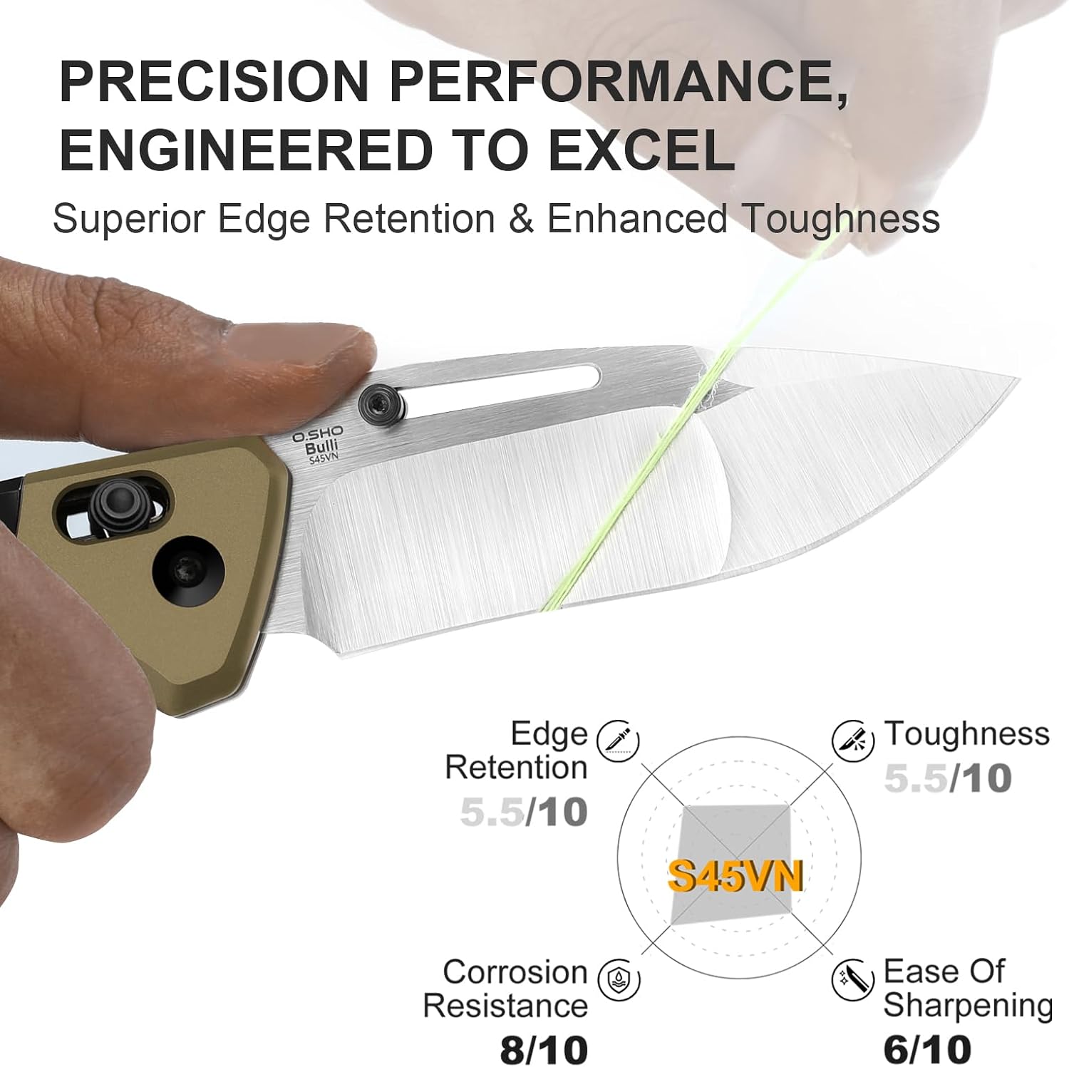 Kizer Bulli Pocket Knife, 3.33' Drop Point S45VN Folding Knife with Black & Brown Titanium Handle, Clutch Lock EDC Knives with Reversible Pocket Clip for Men Women Ki3695A4