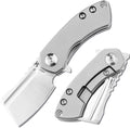 KANSEPT Knives Mini Korvid Cleaver Mini Pocket Knife for Men 1.45'' Satin CPM-S35VN Blade,Bead Blasted Titanium Handle,EDC Folding Knife K3030A2