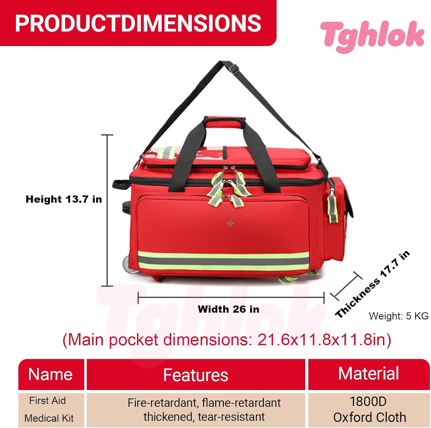 First Responder Bag with Wheels, Fire-retardant&1800D Oxford Cloth, Trauma Backpack Empty, Medical Emergency Kits Storage Jump Bag Pack, for EMT, EMS, Police, Firefighters, Home Health Nurses, Doctors
