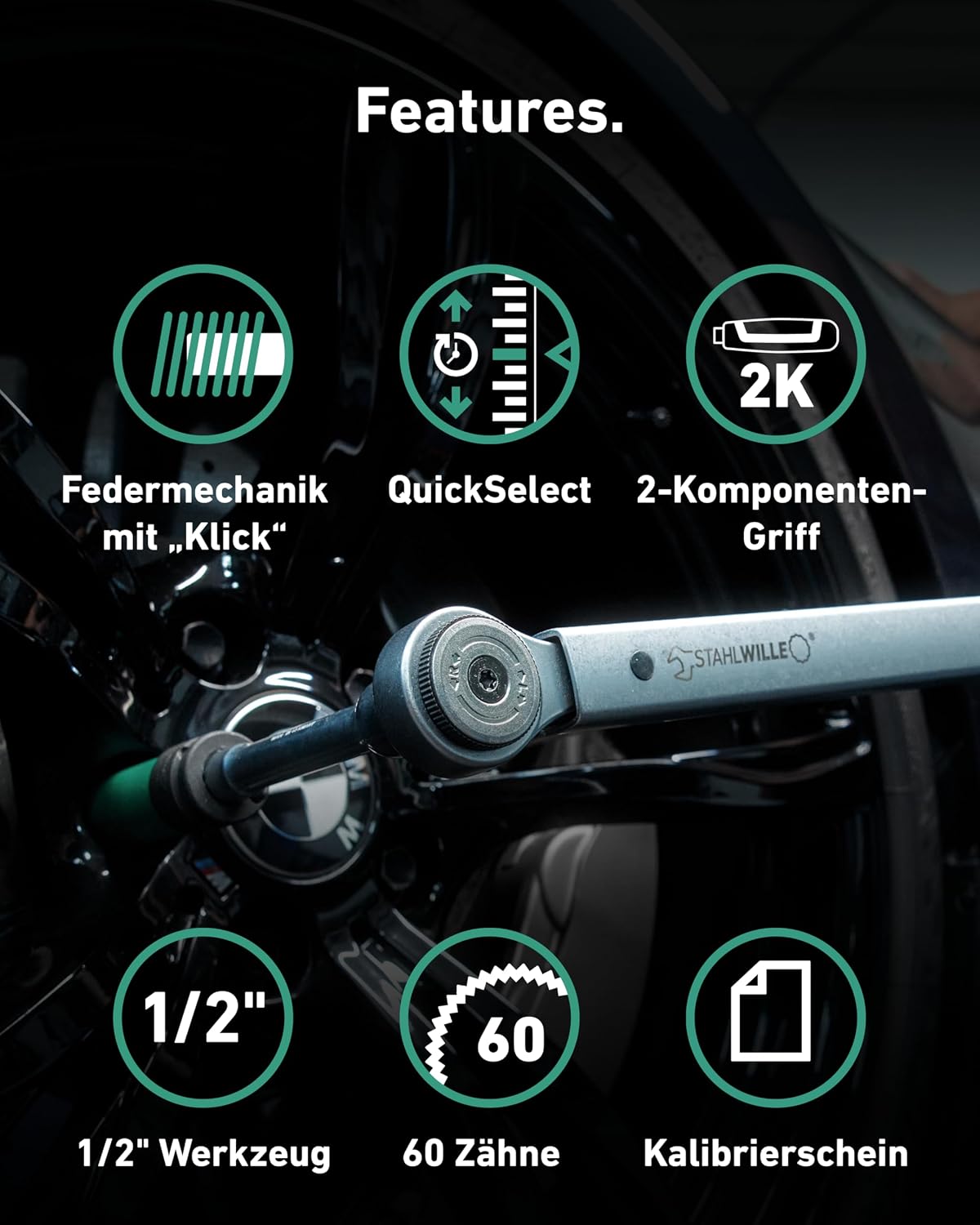 STAHLWILLE 750NR/200 Torque Wrench 40-200 N·m with 1/2 Inch Reversible Ratchet with Certificate Made in Germany