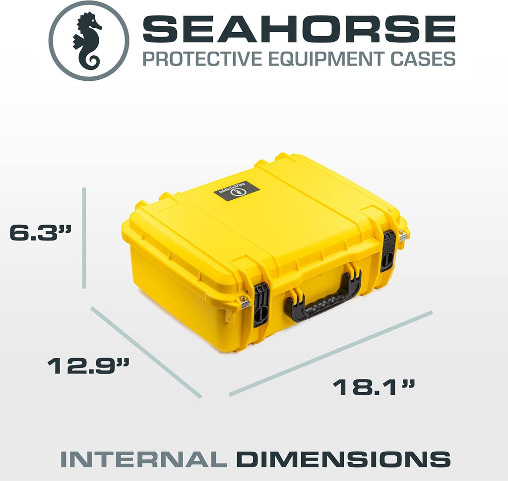 Seahorse 720 Heavy Duty Protective Dry Box Case Without Foam - TSA Approved/Mil Spec / IP67 Waterproof/USA Made for Cameras, Firearms, Motorcycles, Laptops, Consoles, VR, Drones