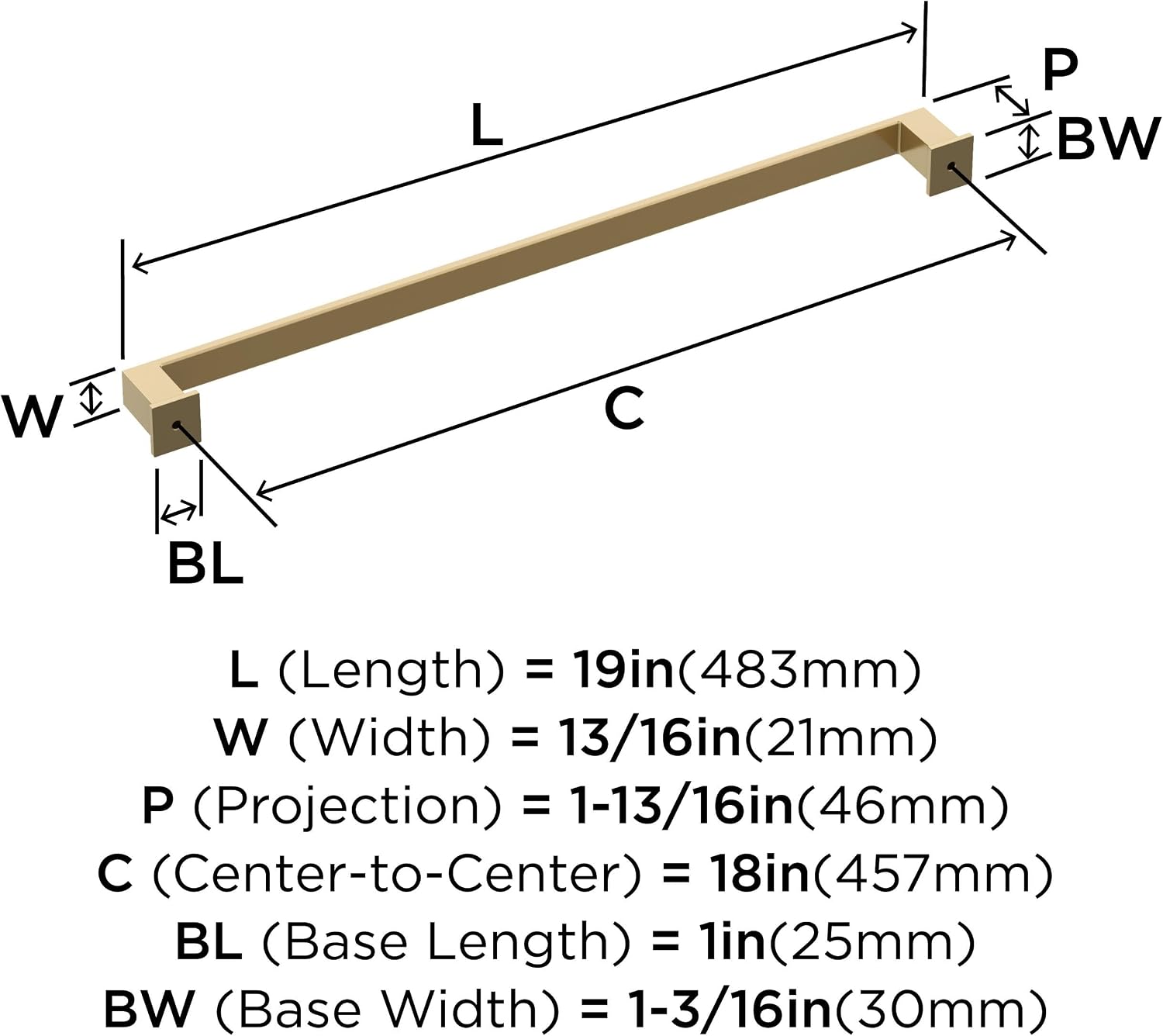 Amerock BP54031CZ | Champagne Bronze Appliance Pull | 18 inch (457 mm) Center to Center Cabinet Handle | Appoint | Furniture Hardware