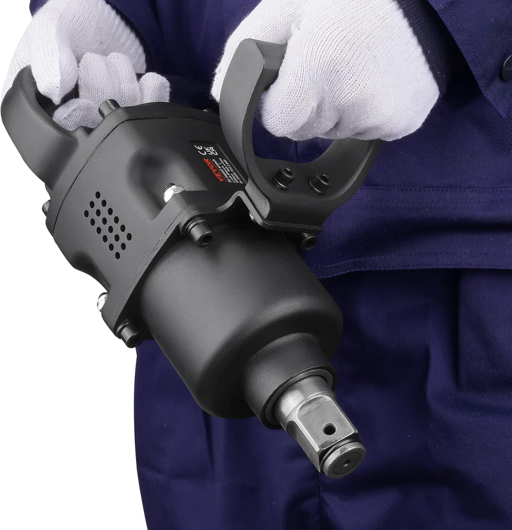 VEVOR 1 Inch Air Impact Wrench, Up to 2730 ft-lbs Reverse Torque Output 1' Pneumatic Impact Gun Lightweight w/ 2 Handles for Heavy Duty Repairs and Maintenance