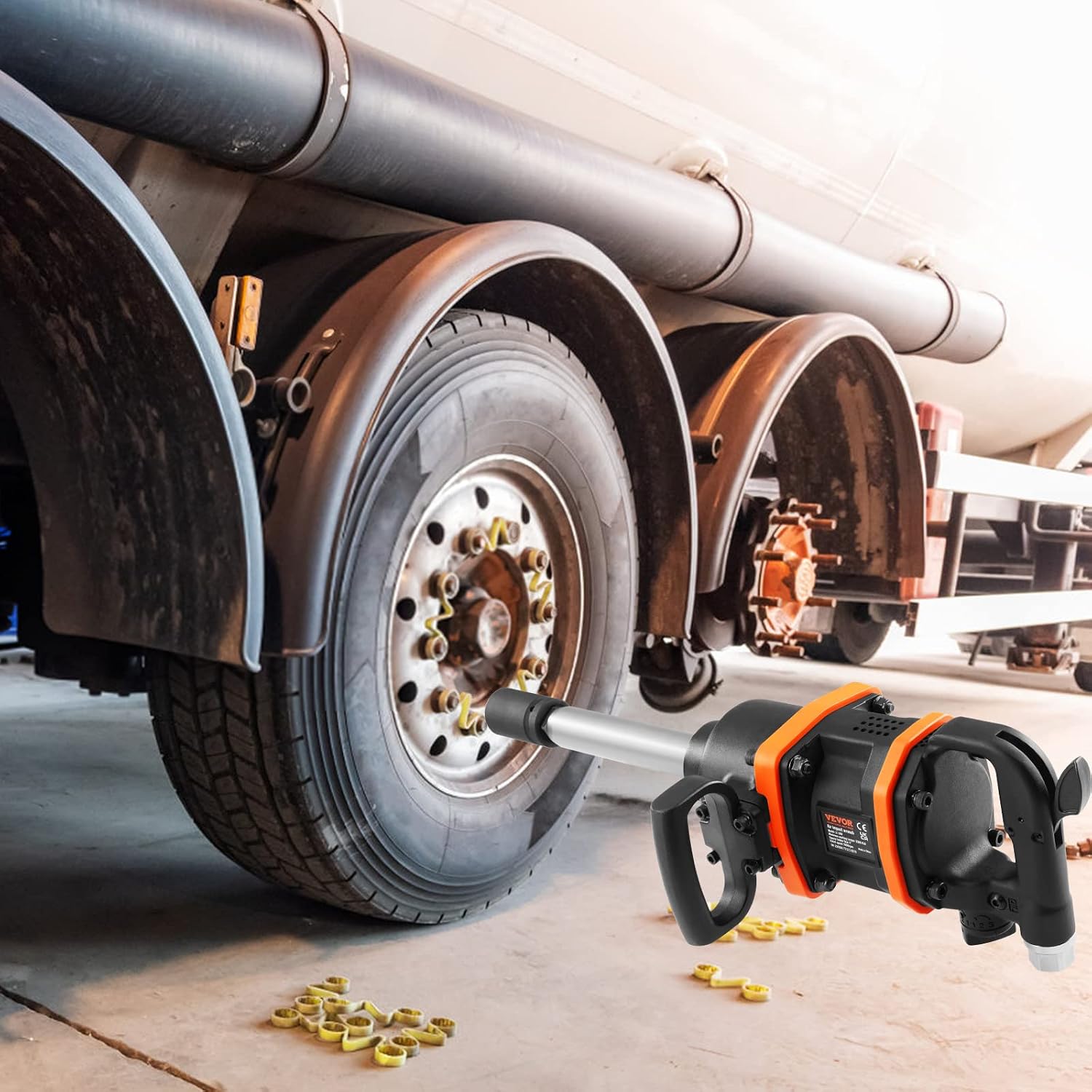 VEVOR 1 Inch Air Impact Wrench, Up to 3160 ft-lbs High Reverse Torque Output 1' Pneumatic Impact Gun w/ 8 Inch Extended Anvil & Carrying Case for Heavy Duty Repairs and Maintenance