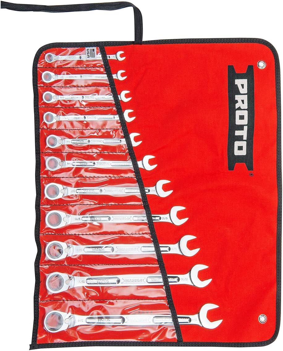 Stanley Proto JSCV-11SA 11-piece Full Polish Combination Reversible Ratcheting Wrench Set - Spline