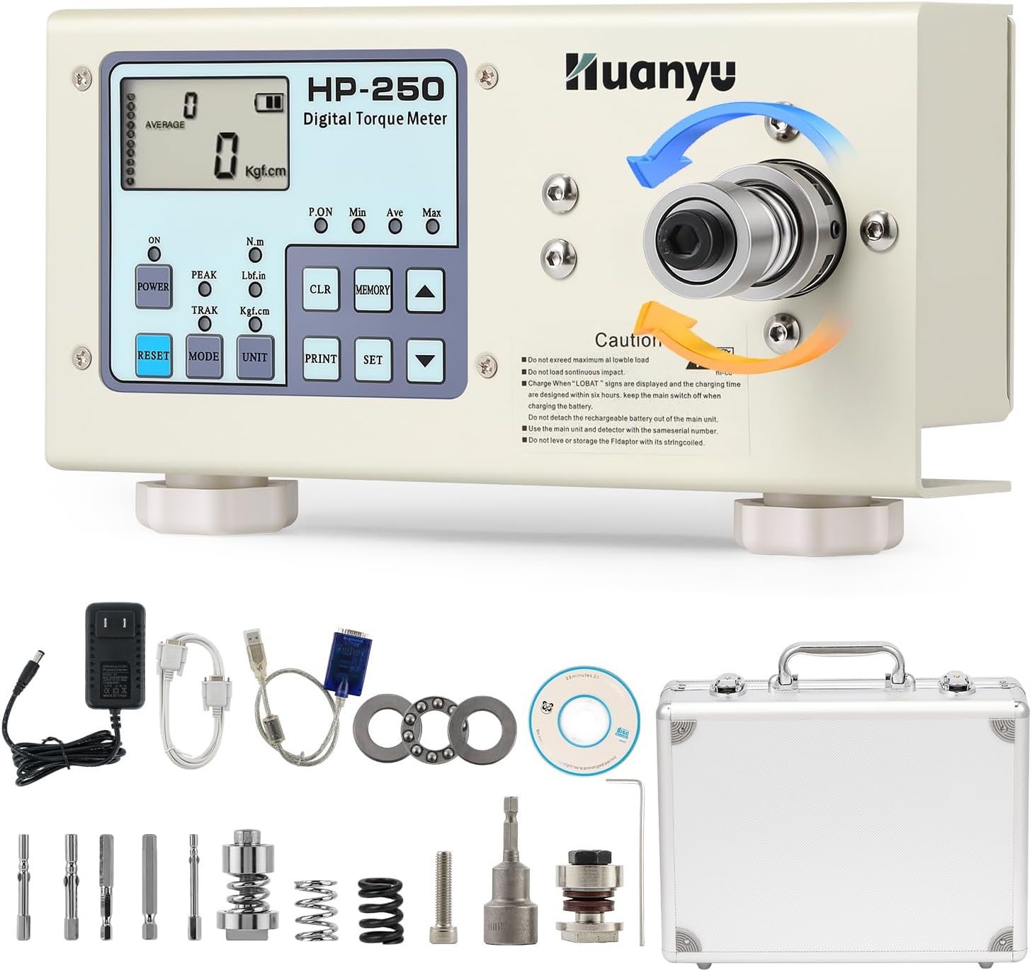 Huanyu Digital Torque Meter HP-250 Portable Torsion Meter Screw Driver Wrench Measure Tester Torque Gauge Testing Instrument Torsion Adapter Dynamometer