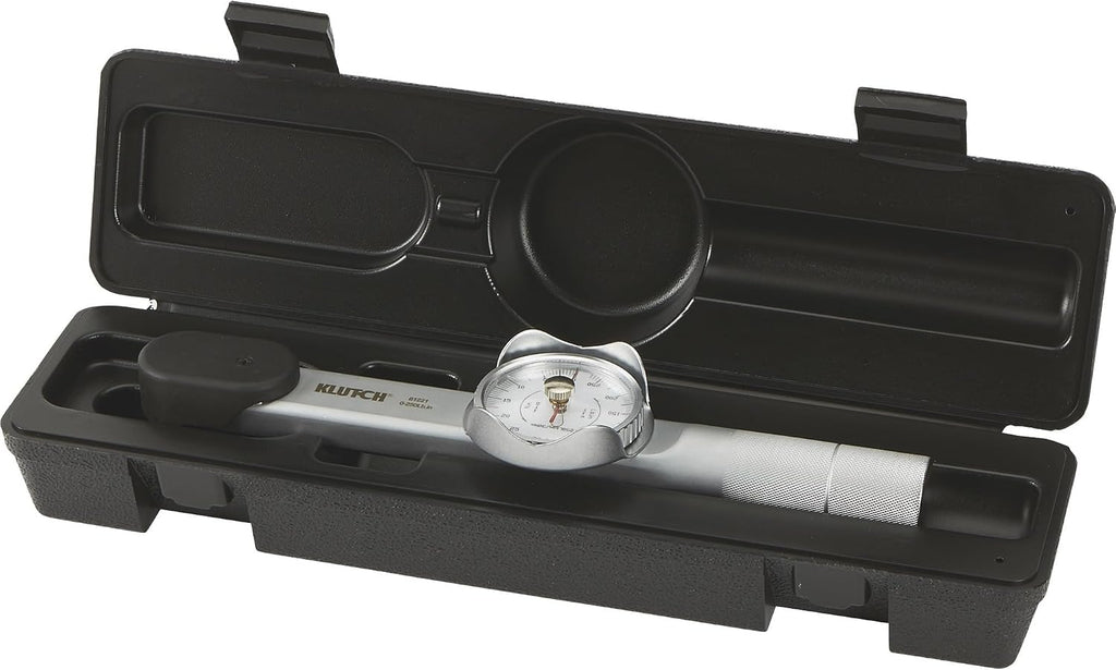 Klutch Dial Torque Wrench, 3/8-Inch Drive, 0-250 In.-Lb Torque Range, ±3% Accuracy, SAE & Metric Dual Scale, Mechanical Dial Torque Wrench with Peak Torque Indicator and Storage Case