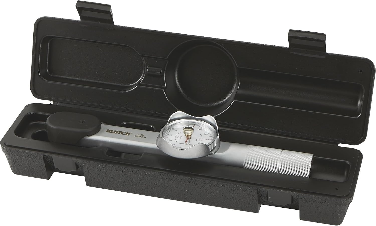 Klutch Dial Torque Wrench, 3/8-Inch Drive, 0-250 In.-Lb Torque Range, ±3% Accuracy, SAE & Metric Dual Scale, Mechanical Dial Torque Wrench with Peak Torque Indicator and Storage Case