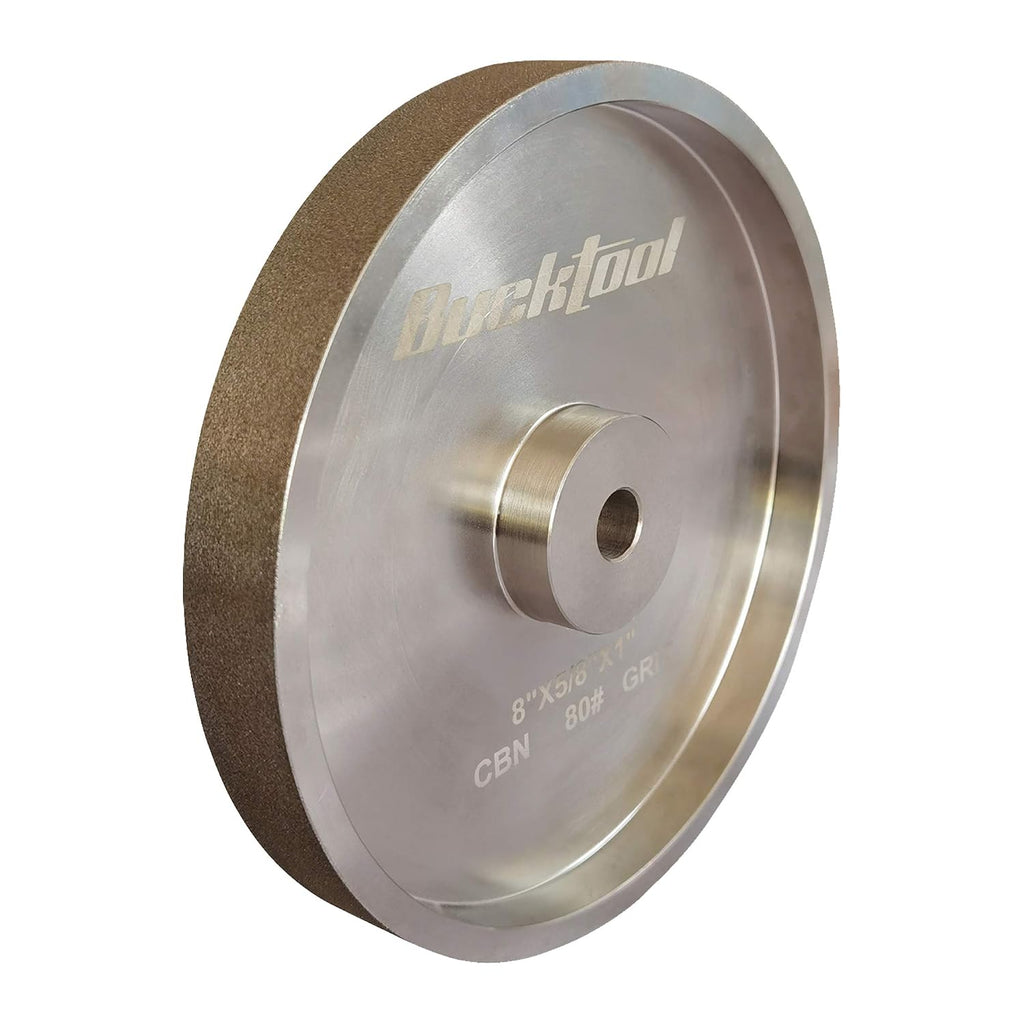 BUCKTOOL 80 Grit 8 Inch CBN Grinding Wheel, 1' Wide, 5/8' Arbor Cubic Boron Nitride Sharpening Wheel for Sharpening Wood-Turning Tools, Chisels, Hardcore and More