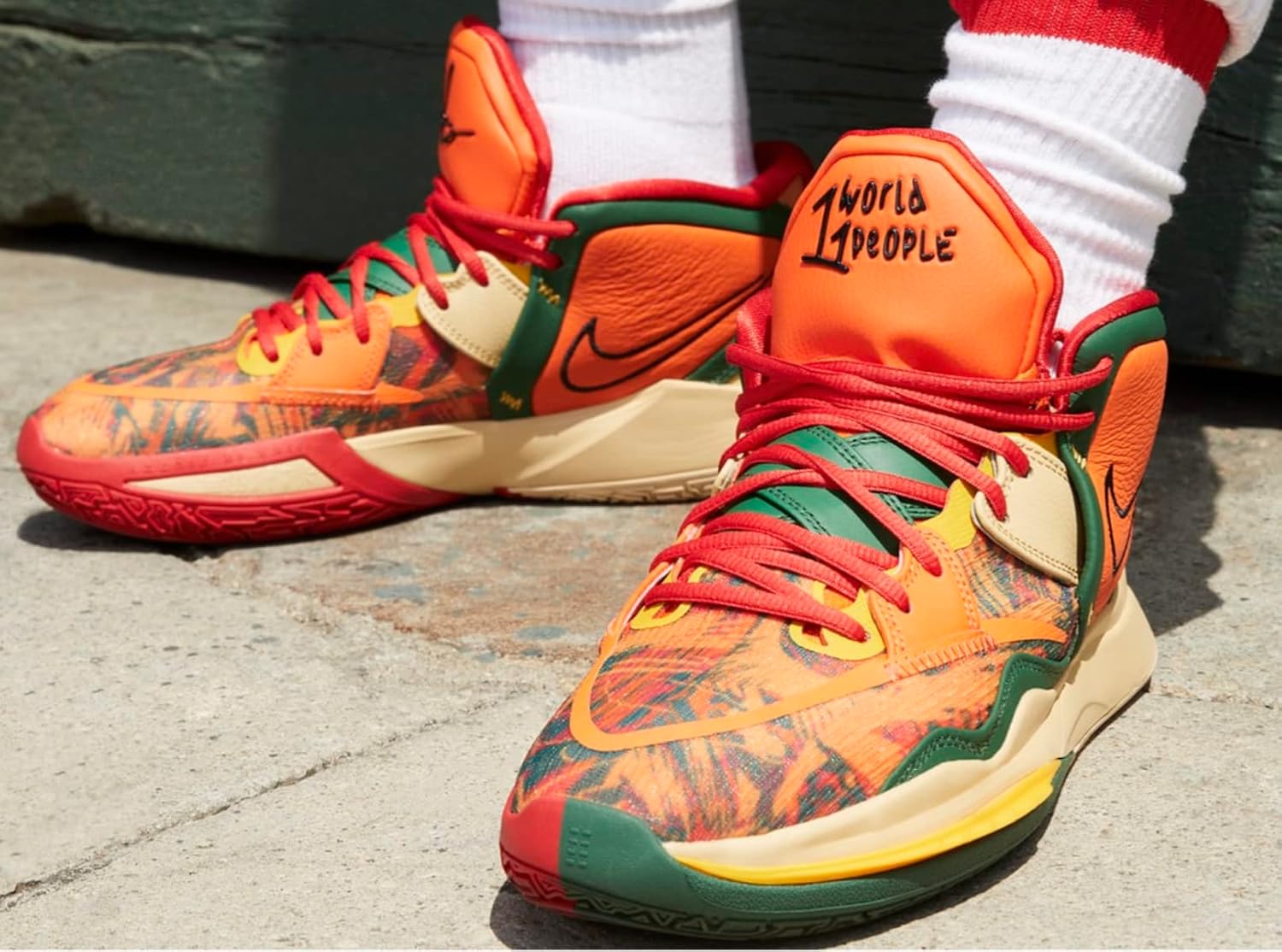 Nike Kyrie Infinity 1 World 1 People DO9614-800 Safety Orange/Gorge Green/Sesame/Black Men's Basketball Shoes