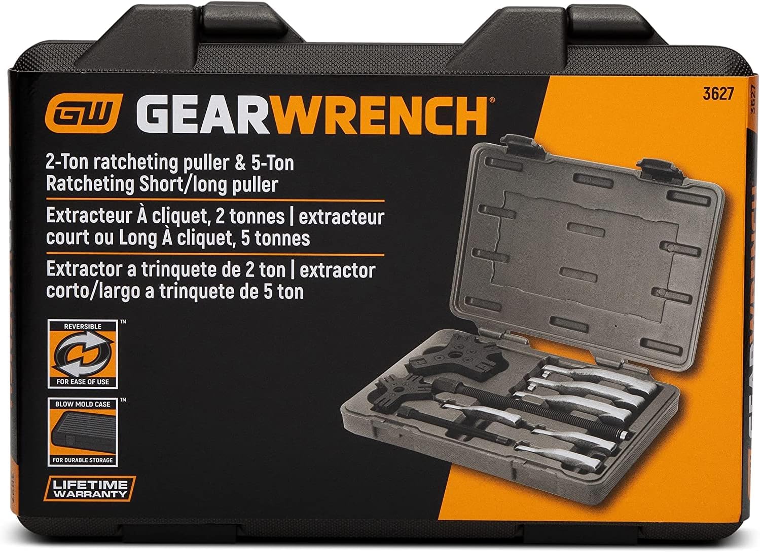 GEARWRENCH 2 or 3 Jaw Internal/External Ratcheting Puller Set, 2 and 5 Ton - 3627 (Pack of 6)