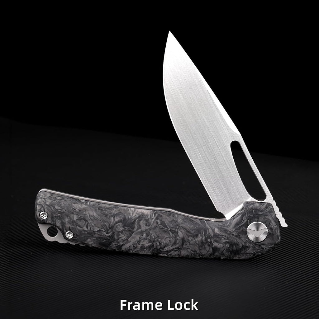 Pocket Knife, 3.5' M390 Blade Folding Knife Hunting Knife Survival Knife with Pocket Clip, EDC Knives for Hunting Camping Survival Outdoor Fishing Hiking (Black&Grey)