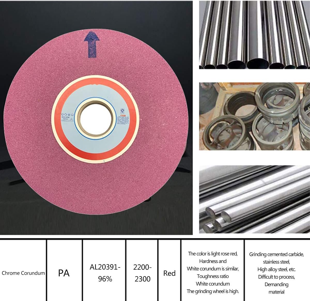 Bench Grinder Wheels, Bench and Pedestal Abrasive Wheel Chrome Corundum 200mm x 20mm 32mm Multiple Grits(60 Grit)