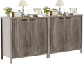 Sideboard Buffet Cabinet Set of 2, 31' Fluted Storage Cabinet with 2 Doors and Adjustable Shelves, Modern Sideboard Console Table for Living Room,Entryway,Dinning Room,Kitchen-Grey