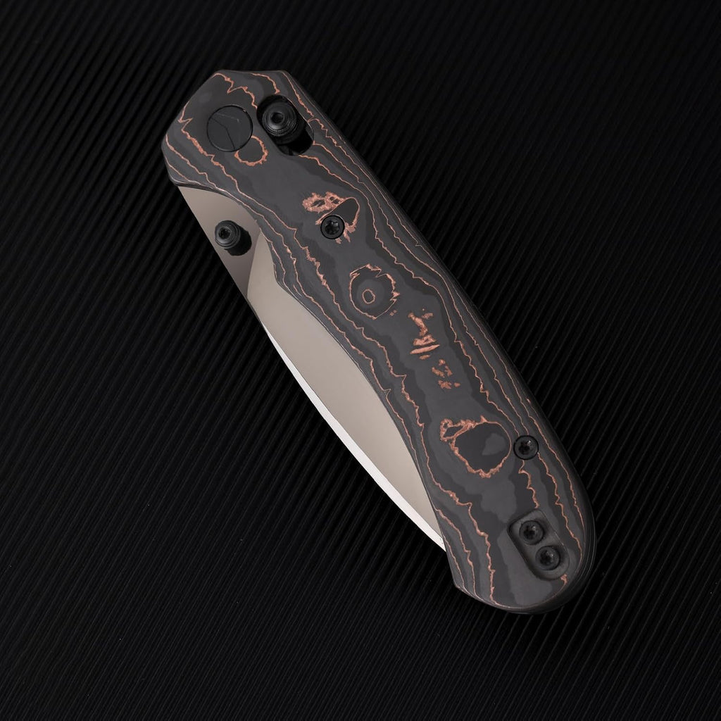 Folding Pocket Knife, 3.31'' M390 Blade, Erogonomic Titanium Handle, Pocket Knife for Men, EDC Knife for Hunting, Outdoor Survival Fishing Hiking Camping Knives (Black&Brown)