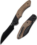 KANSEPT Cosmos Pocket Folding Knives for Men EDC Camping Knife 3.58'' CPM 20CV Blade Material Pocket Folding Knife with Black Stonewashed Titaniu Brown Micarta Handle Everyday Carry K1059A4