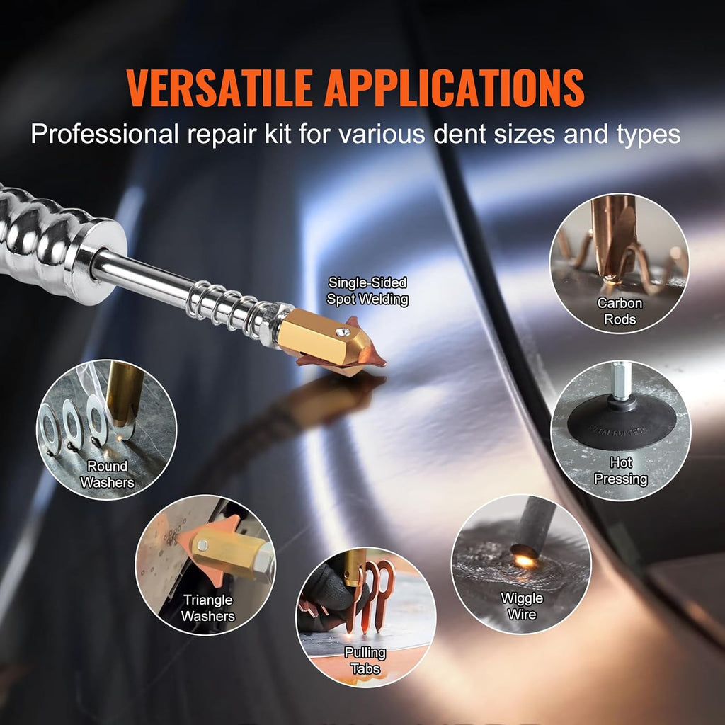 VEVOR Spot Welder Dent Puller, 3KW Stud Welder Dent Repair Kit with 2 Welding Guns, Auto/Manual Welding & 7 Modes, 110V Auto Body Spot Welding Dent Repair Machine for Car, Truck Dent Repair