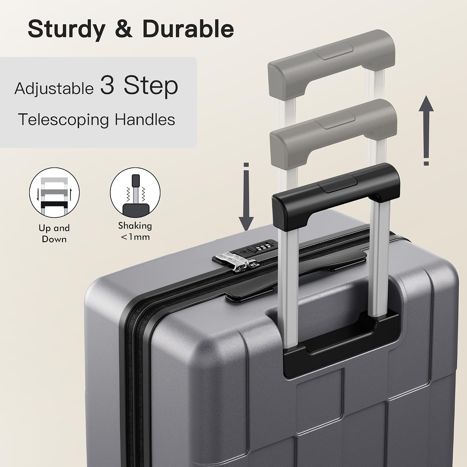 SHOWKOO Luggage Sets 3 Piece Hardside Expandable Lightweight PC Suitcase Sets with Double Spinner Wheels TSA Lock YKK Zipper, Sliver Gray