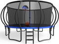 YORIN Tranpoline 10 12 14 15 16 FT Tranpoline for Kids and Adults 1500LBS Recreational Tranpoline with Basketball Hoop, Enclosure Net, Back Yard Heavy Duty Outdoor Pumpkin Tranpolines, ASTM Approved