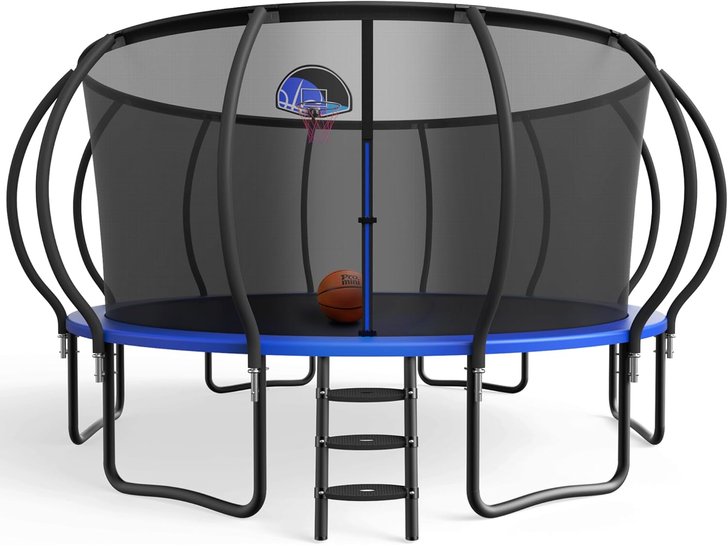 YORIN Tranpoline 10 12 14 15 16 FT Tranpoline for Kids and Adults 1500LBS Recreational Tranpoline with Basketball Hoop, Enclosure Net, Back Yard Heavy Duty Outdoor Pumpkin Tranpolines, ASTM Approved