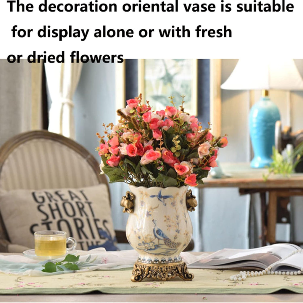 Vase Ceramic Tall Floor Vase Chinese Flower Vase for Art Home Décor Japanese Vase Shelf 8.3 Inch,Sophisticated Vessel for Decorative Branches and Dried Flower,Blue