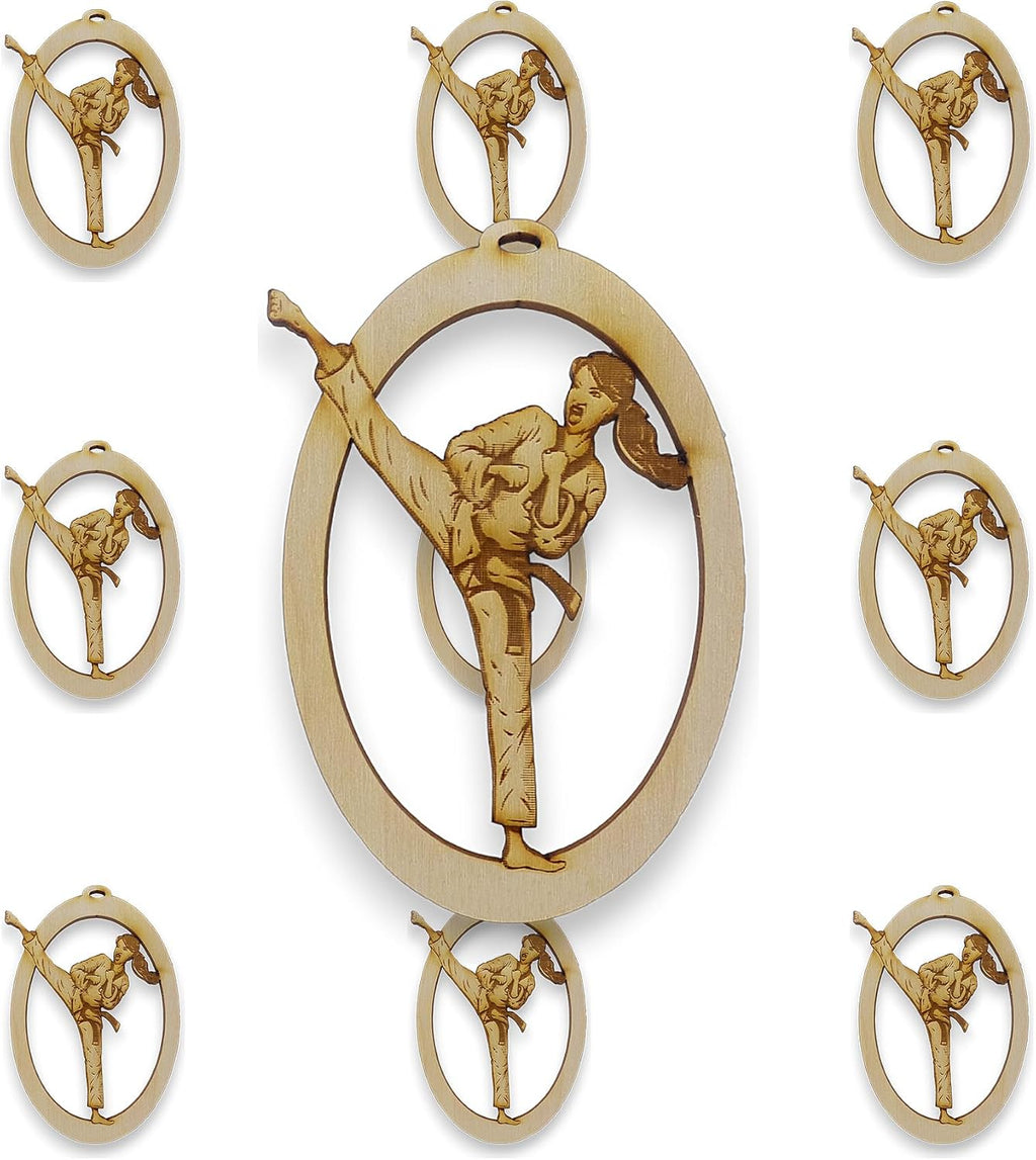 10PK Personalized Girl Karate Ornament, Karate Christmas Ornaments, Martial Arts Gifts, Taekwondo Gifts for Girls, Instructors, Sensei