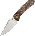 KANSEPT Fenrir Pocket Knife,3.48'' Stonewashed CPM S35VN Harpoon Sharp Blade,Copper Carbon Fiber Handle with Crossbar Lock,Thumb Stud Pocket Clip for Edc,Camping Survival Hiking Folding Knives K1034V3