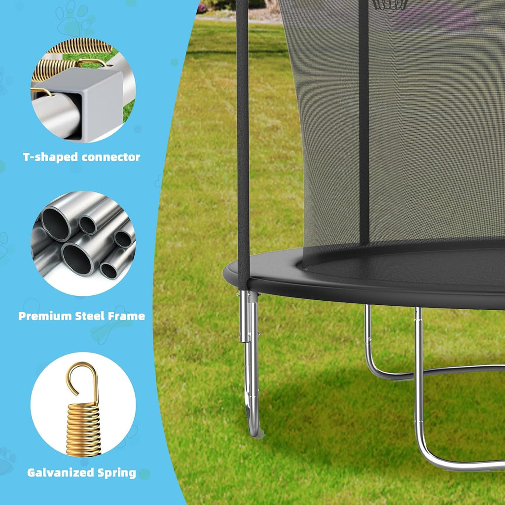 Tranpoline Outdoor 10FT 12FT 14FT 16FT Tranpoline for Kids & Adults,Recreational Tranpoline with Basketball Hoop,Safety Enclosure Net & Ladder