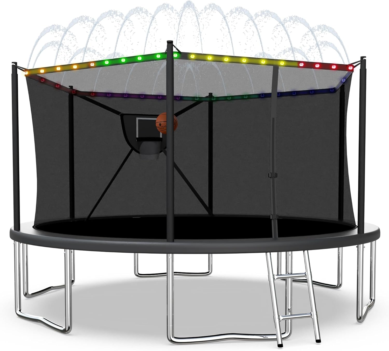 2026 Upgrade 1500LBS Outdoor Tranpoline for Kids and Adults 【Easy to Install & Built to Last】 10FT 12FT 14FT 16FT Recreational Tranpolines with Net, Basketball Hoop and Ladder, ASTM Approved