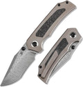 KANSEPT Fermi Pocket Folding Knives for Men Women Camping Hiking Folding Knife 3.11'' Damascus Blade EDC Knife with FatCarbon Dark Matter Glow Carbon Fiber Handle Everyday Carry K1122A2