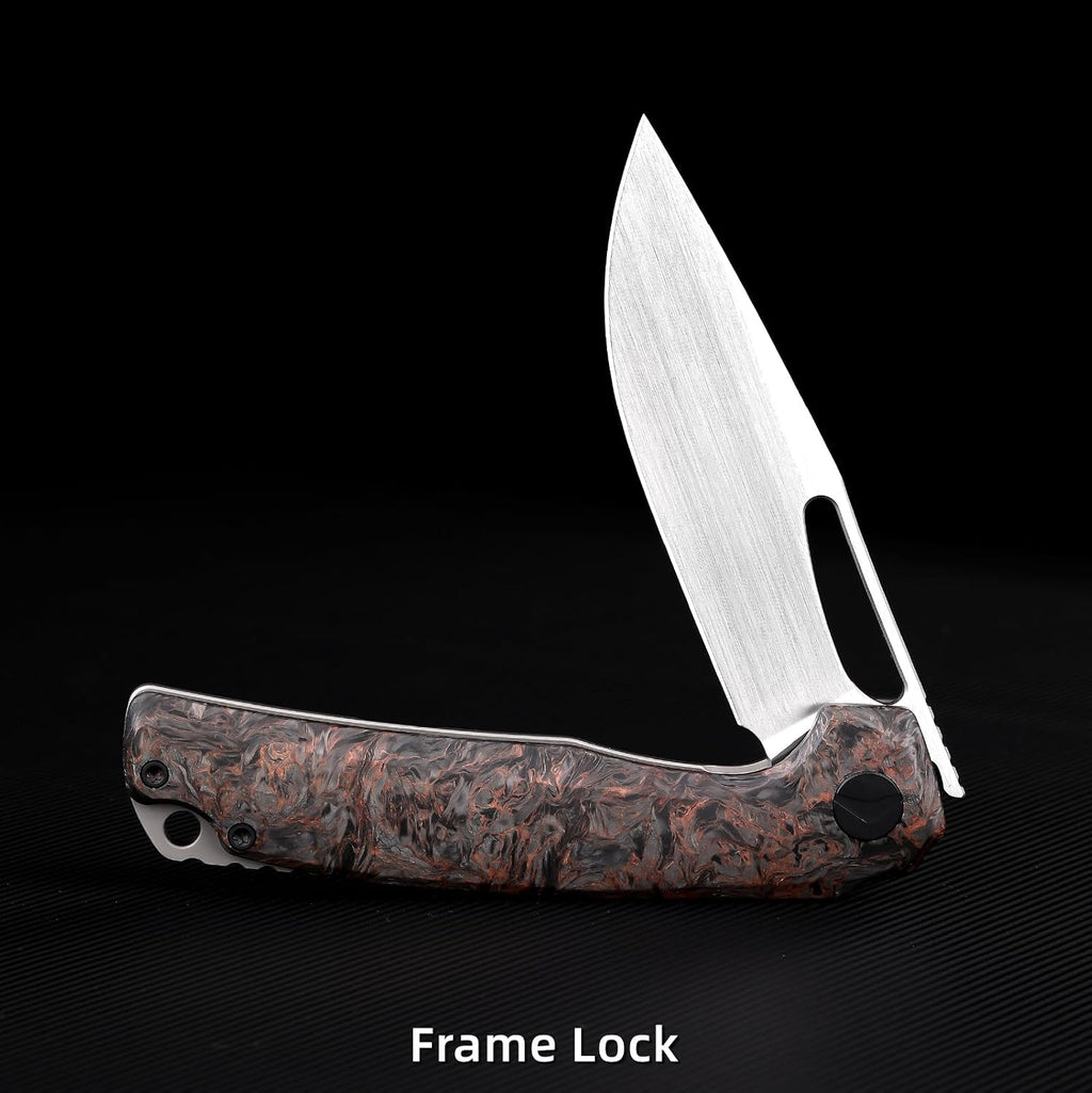 Pocket Knife, 3.5' M390 Blade Folding Knife Hunting Knife Survival Knife with Pocket Clip, EDC Knives for Hunting Camping Survival Outdoor Fishing Hiking (Copper&Grey)