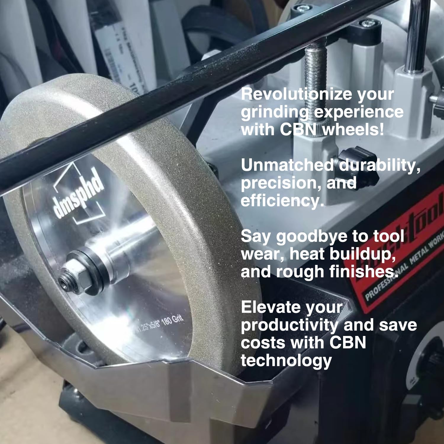 CBN Grinding Wheel 8 inch 1.25' Wide, 5/8' Bore,Aluminum Body, Suitable for High Speed Steel Tools and Bench Grinders (320 Grit)