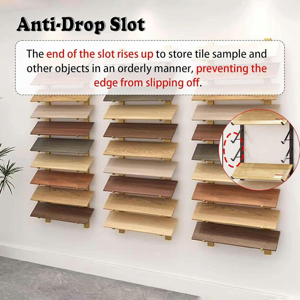 Wall-Mounted Skateboard Storage Rack - 10 Slot Tile Display Organizer, Multi-Layer Advertising Board Stand Frame, Medium Size, White Color, Perfect for Skateboards & Tile Collection.