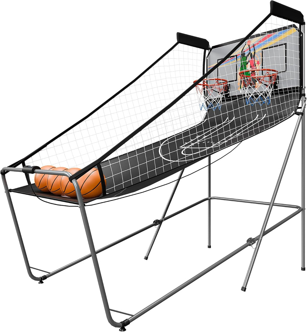 Nova Microdermabrasion Foldable Indoor Basketball Arcade Game Double Shot 2 Player W/ 4 Balls, Electronic Scoreboard and Inflation Pump (Black)