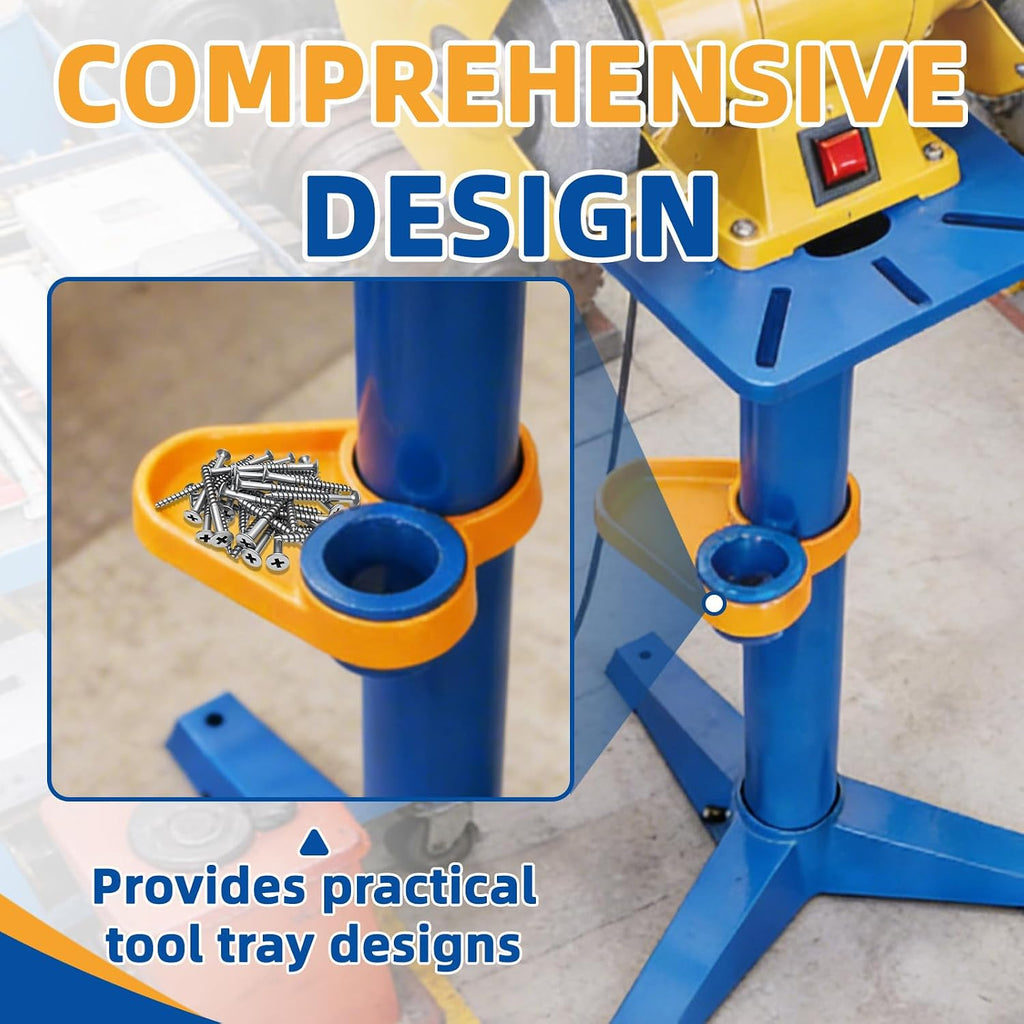 Soontools Bench Grinder Stand Vise Floor Pedestal with Grinding Wheel Storage Compartment & Heavy-Duty Cast Iron Base