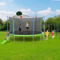 Skepphlay 16ft 14ft 12ft Trampoline Outdoor for Kids and Adults, ASTM Approved Recreational Trampoline, Round Trampoline with Basketball Hoop & Enclosure Net for Backyard