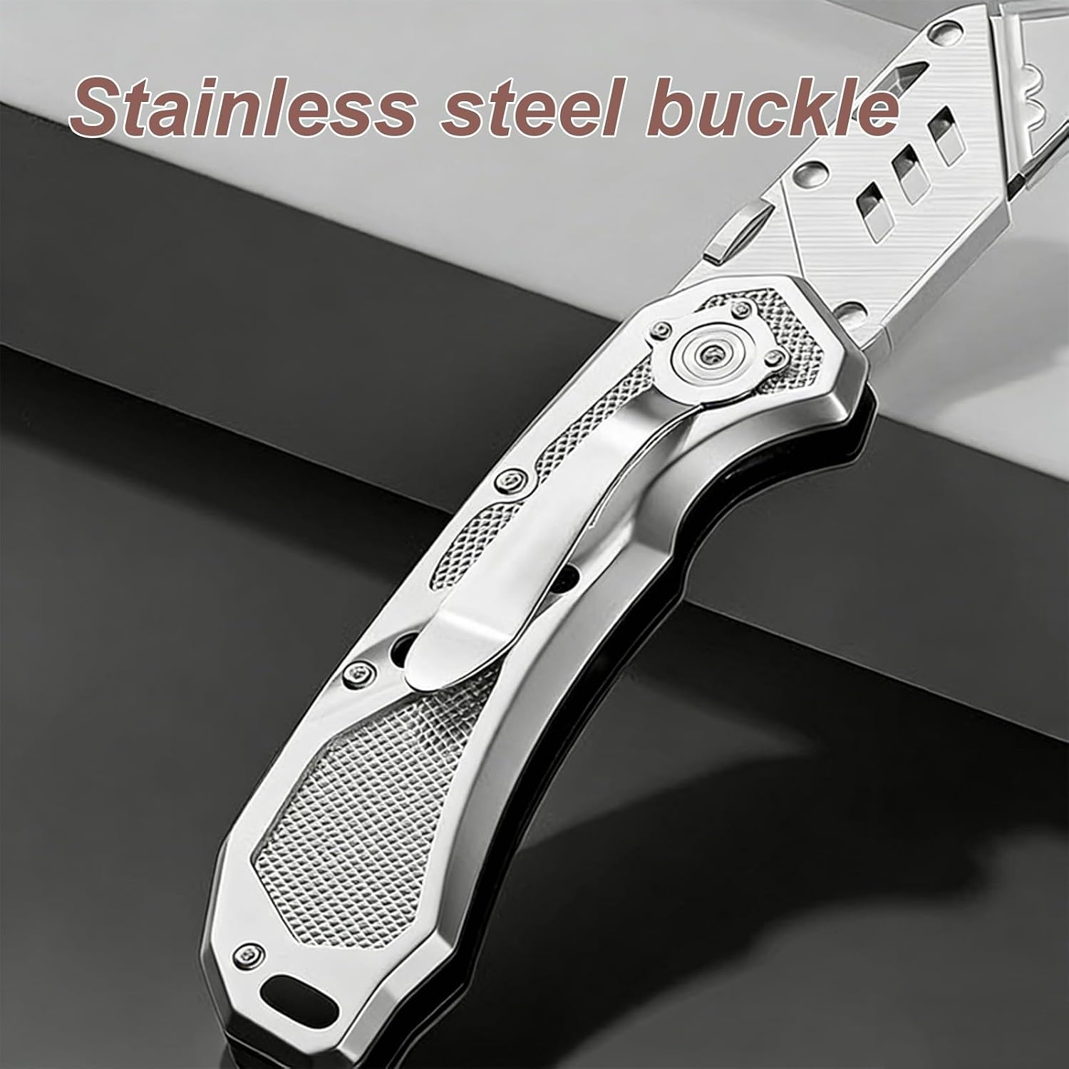 Box Knife with Belt Clip, Heavy Duty Box Cutter for Cartons,Carpet and Leather, with Wood Handle and Extra 11 SK5 Blades(*3)