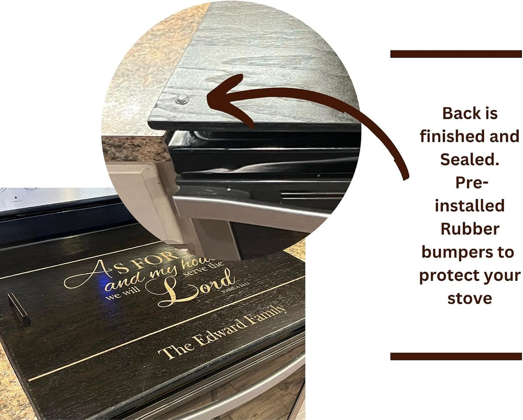 Stove Cover/Personalized and Laser Engraved/Burner Guard/Stove Top Cover/Noodle Board/Wooden Stove cover for Electric Stove/Scripture Verse As for me and my House with Family Name