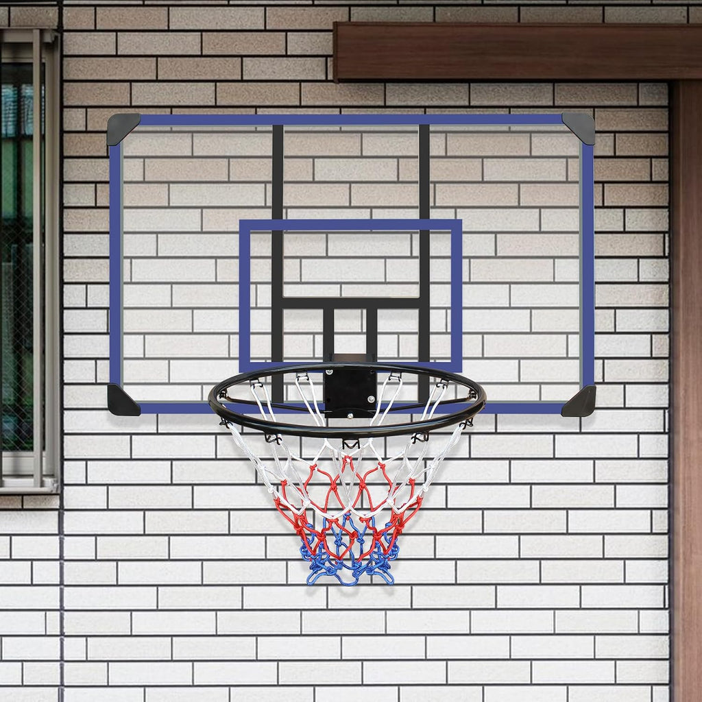 Wall-Mounted Basketball Hoop, 45 'x 29' shatterproof Back, Folding, Durable Hoop and All-Weather net for Indoor and Outdoor use