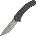 KANSEPT Hira Pocket Knife, 3.46'' Damascus Sharp Steel Blade and Blood groove, Curved Tiger Stripe Flamed Titanium Handle, Secure Frame Lock Folding with Flipper for Edc, Camping Hiking Knives K1090A5