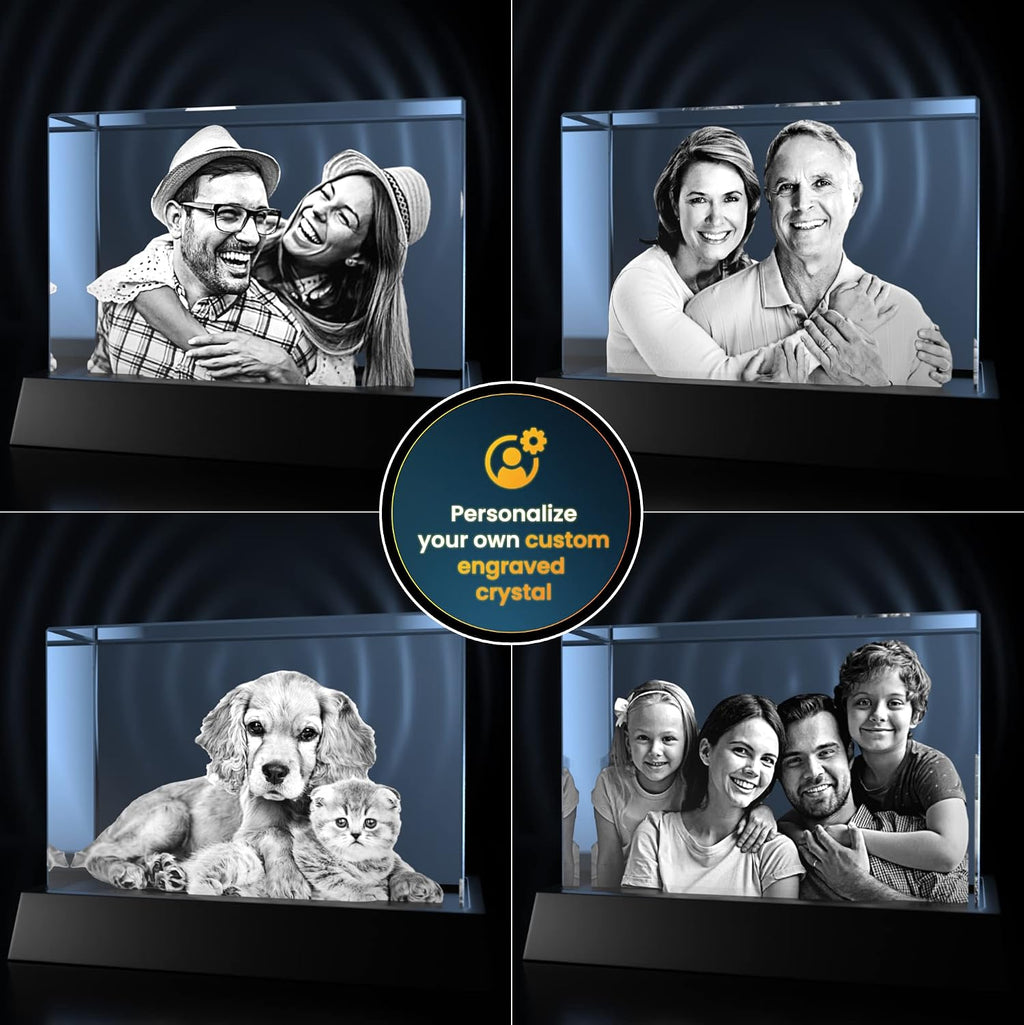 STRONGUS Personalized 3D Crystal Photo Gift for Dad – Custom Engraved Picture in Premium Optical Crystal – Personalized Keepsake for Dad, Grandpa, Husband, Father, Papa – Custom Photo Memorial Gift – Made in USA (MAX)