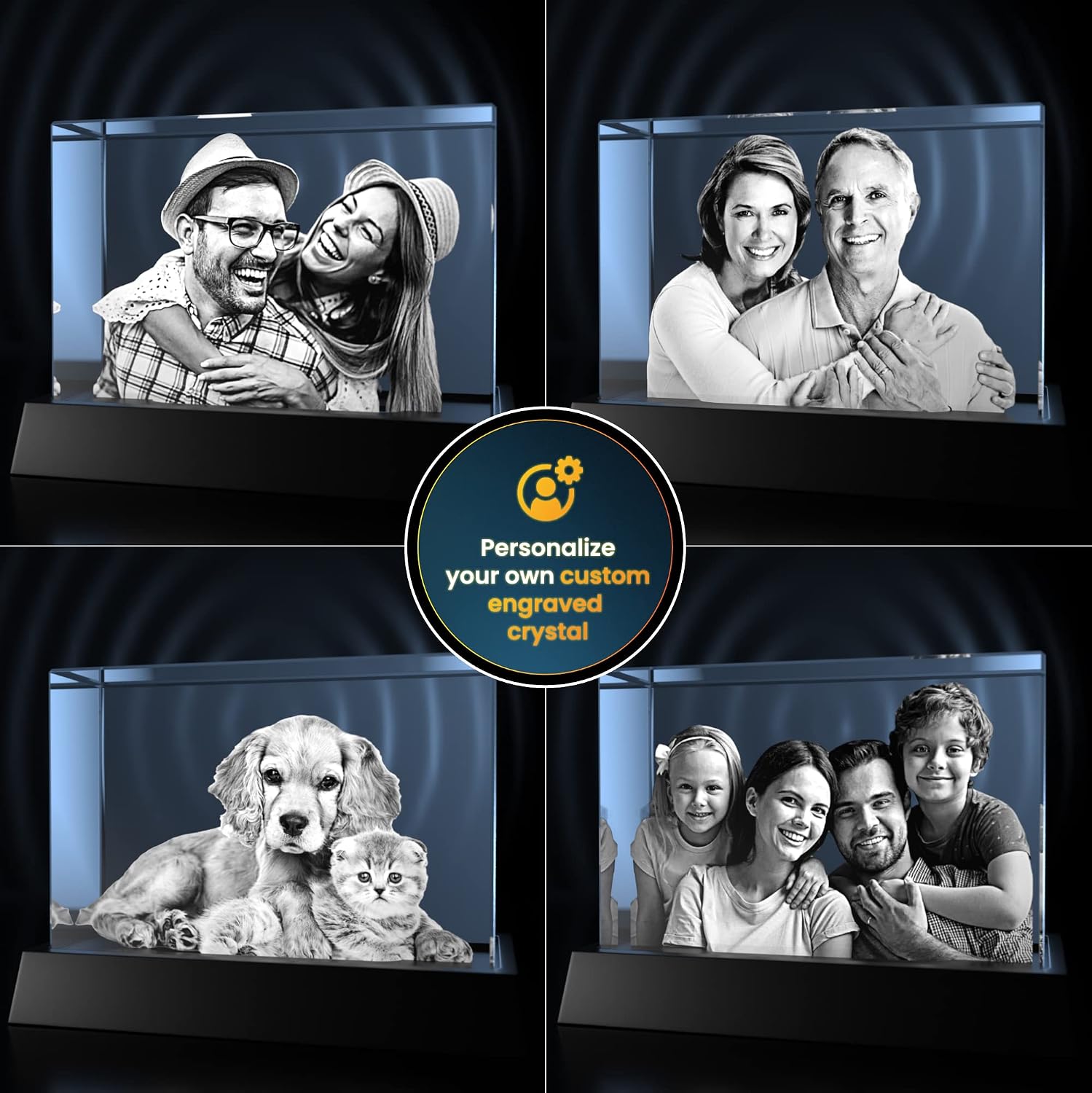 STRONGUS Personalized 3D Crystal Photo Gift for Dad – Custom Engraved Picture in Premium Optical Crystal – Personalized Keepsake for Dad, Grandpa, Husband, Father, Papa – Custom Photo Memorial Gift – Made in USA(XXXL)