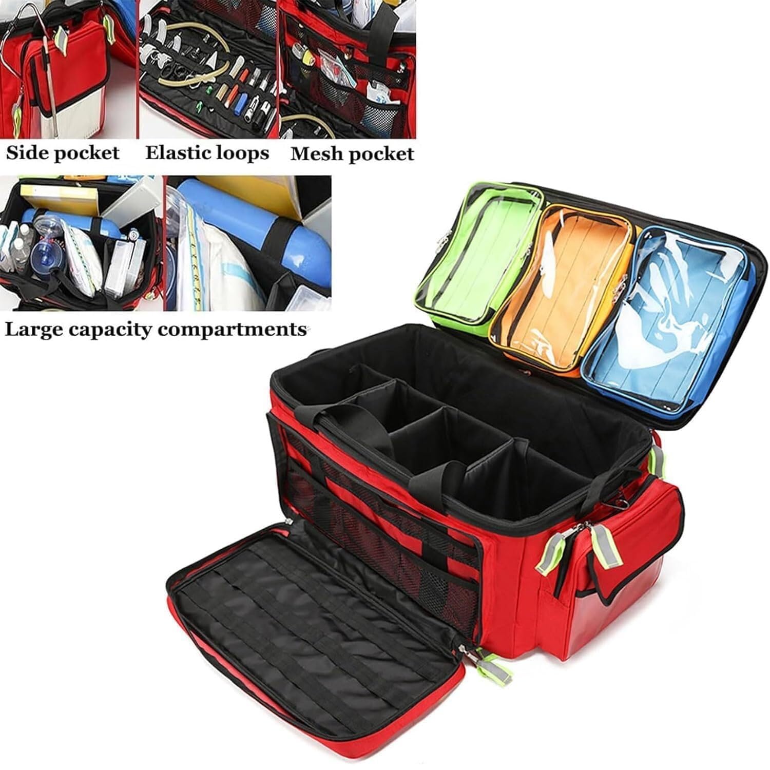 Portable First Aid Bag for Nurses Doctors,Rolling EMT with Wheels, Large Capacity Emergency Medical Backpack, Multi-Pocket Design, for Outdoor Hiking, Backpacking, Camping, Traveling