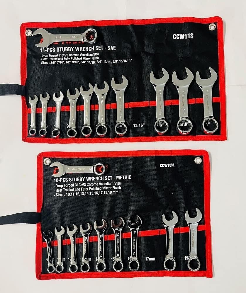 21 pc Stubby Combination Wrench SET METRIC & SAE