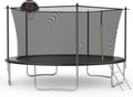 14FT Tranpoline for Kids with Safety Enclosure Net Recreational Round Tranpoline with Basketball Hoop ASTM Approval Backyard Outdoor Tranpoline with Spring Pad Cover & Ladder
