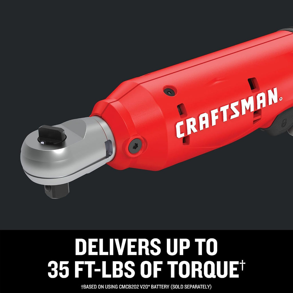 CRAFTSMAN V20 Cordless Ratchet Wrench, 1/4' Drive, 35 Ft-lbs of Torque, Bare Tool Only (CMCF934B)
